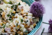 Corn, Ham & Cucumber Rice Salad with Fresh Chives