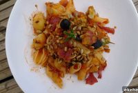 Roo’s Vegetable Pasta with Crispy Bacon and Toasted Seeds