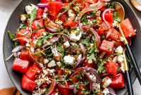 Summer Watermelon and Feta Salad with Mint and Lime Dressing