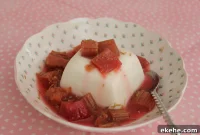 Spruce Tip or Basil Baked Rhubarb Compote over Silky Swedish Cream