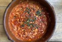Bacalao al Ajoarriero: Cod in Roasted Pepper & Tomato Sauce
