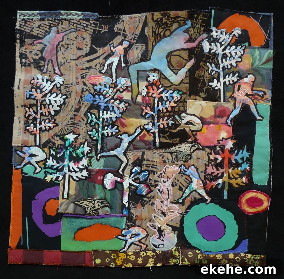 Ariella Green Botanical Dance - Textile Collage