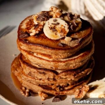 healthy oat flour chunky monkey banana pancakes