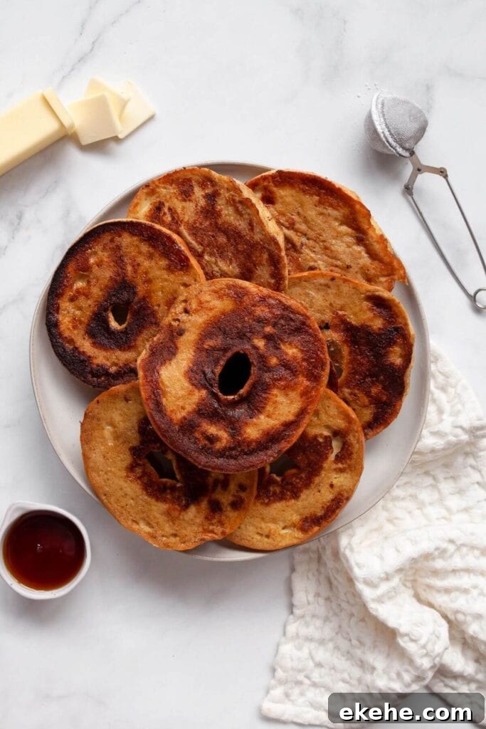 crispy french toast bagels on a serving plate