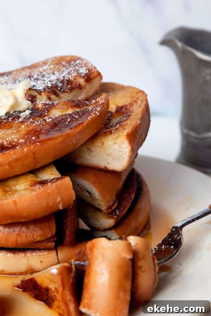 cutting into French toast bagels