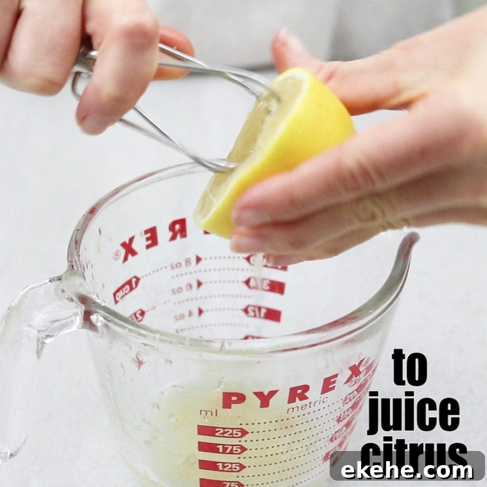 Mixer Attachement juicing a lemon over glass with title text that reads to juice citurs