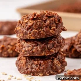 healthy no bake cookies stacked