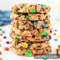 gluten free monster cookies stacked