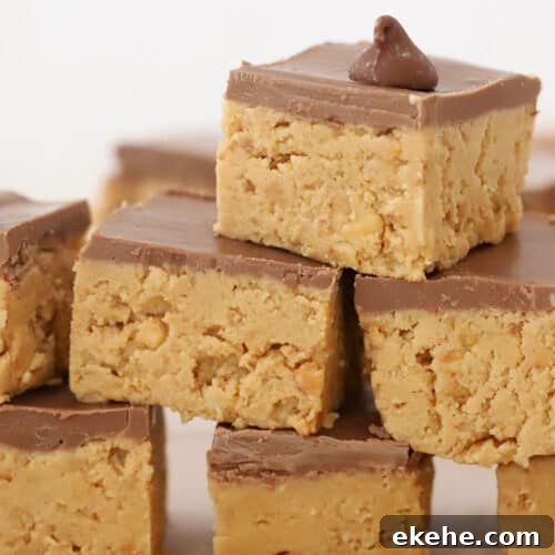 homemade peanut butter bars, easy not bake recipe
