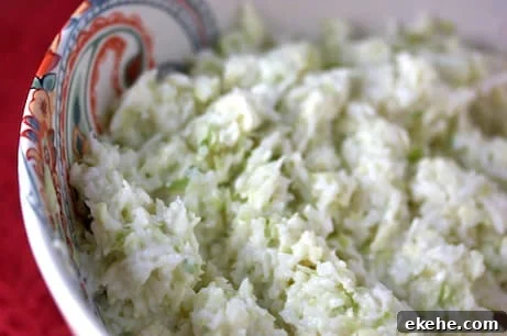Bowl of creamy cole slaw.