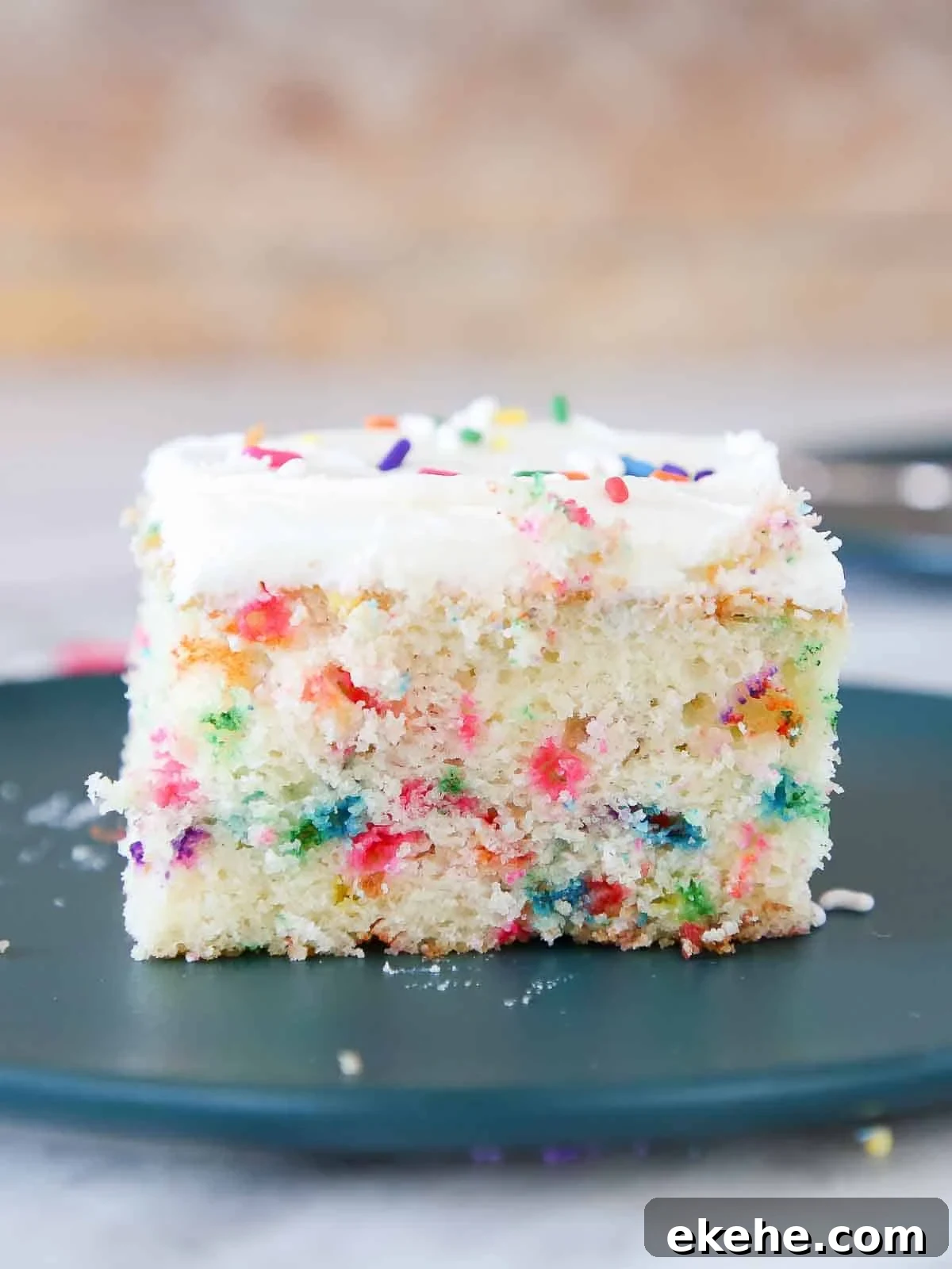 sliced funfetti cake.