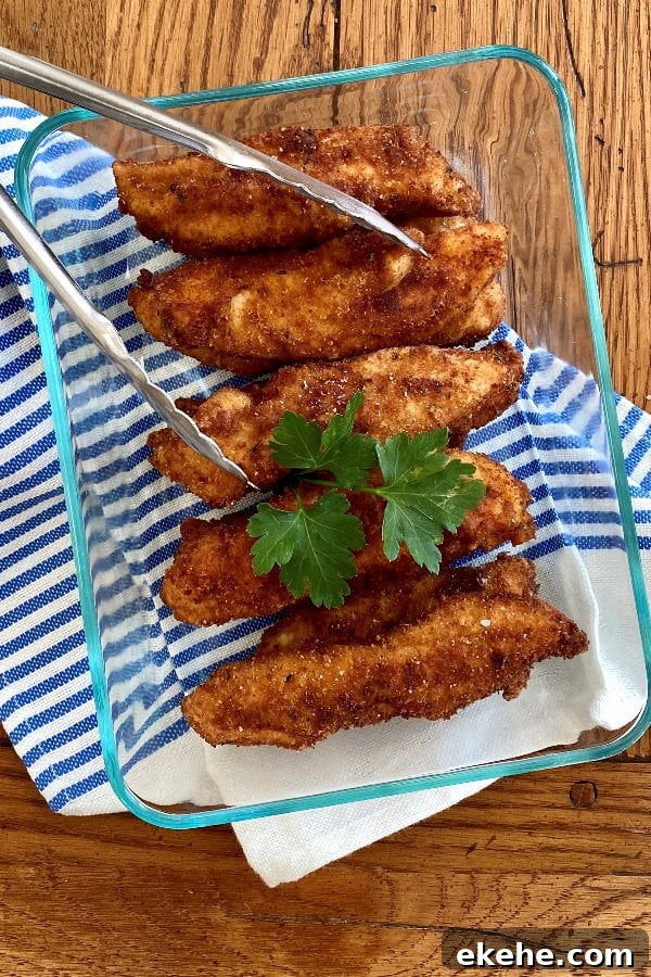 glass storage dish with chicken fingers used by personal chef amycaseycooks