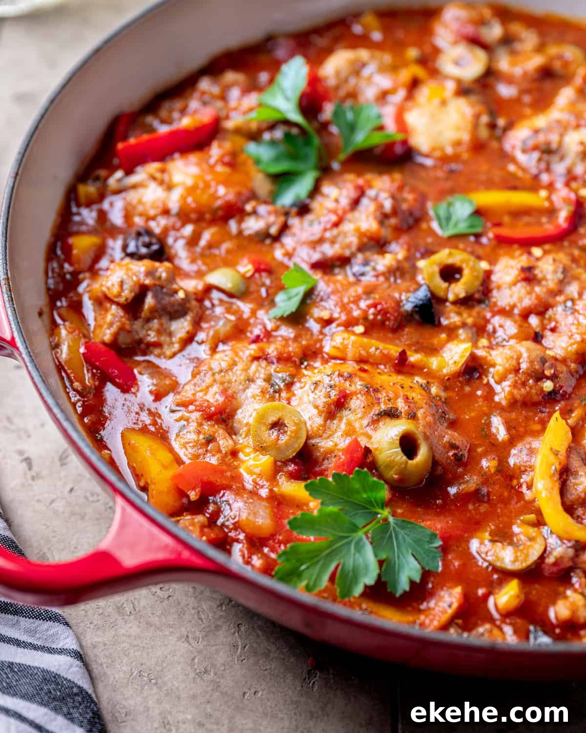 Oven Braised Chicken Cacciatore