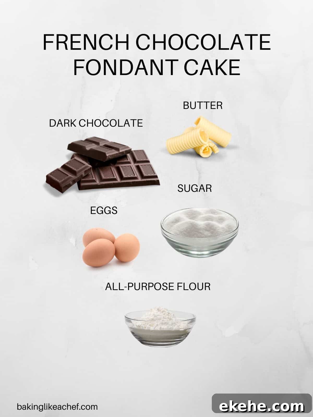 Chocolate fondant cake ingredients in pictures