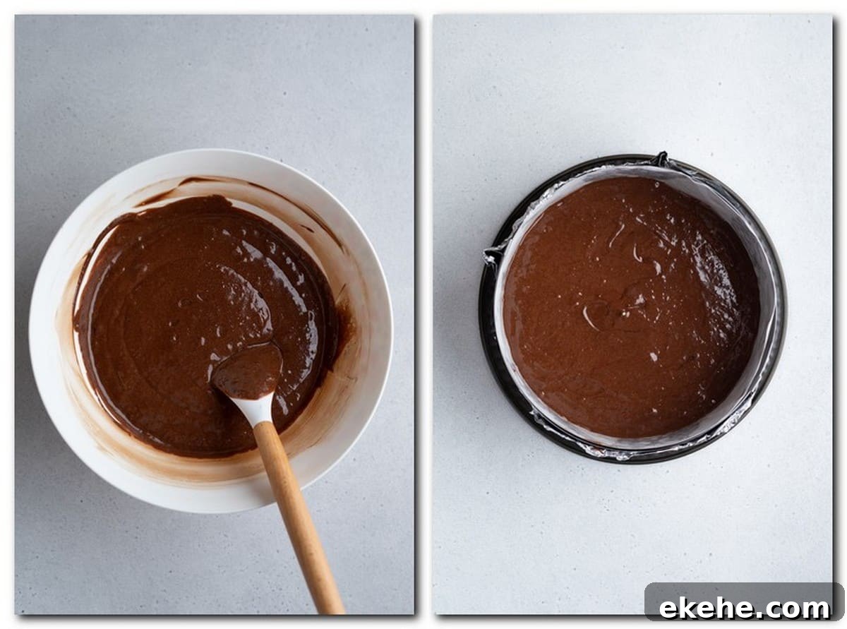Photo 5: Chocolate mixture in a mixture Photo 6: Chocolate fondant batter in a mold 
