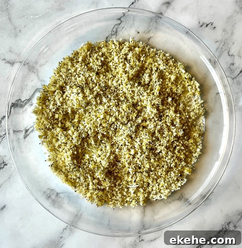 breadcrumb mixture for parmesan chicken in a shallow bowl