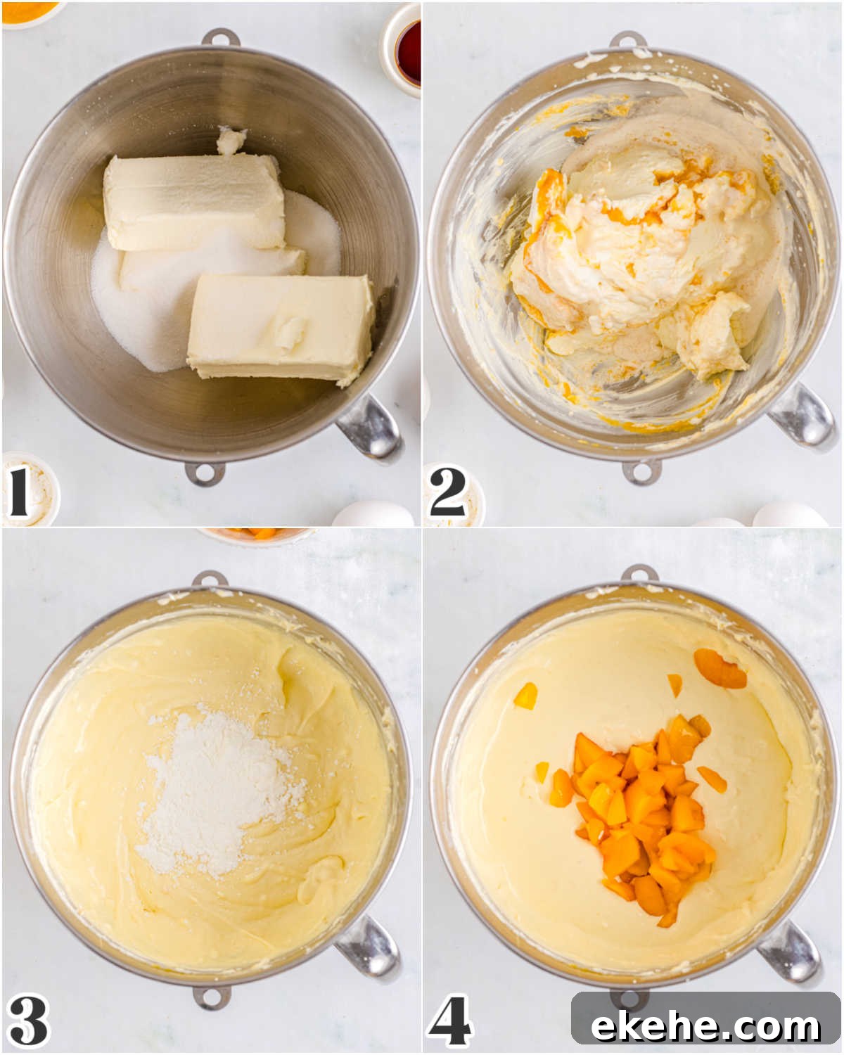 The filling mixed together using a stand mixer.