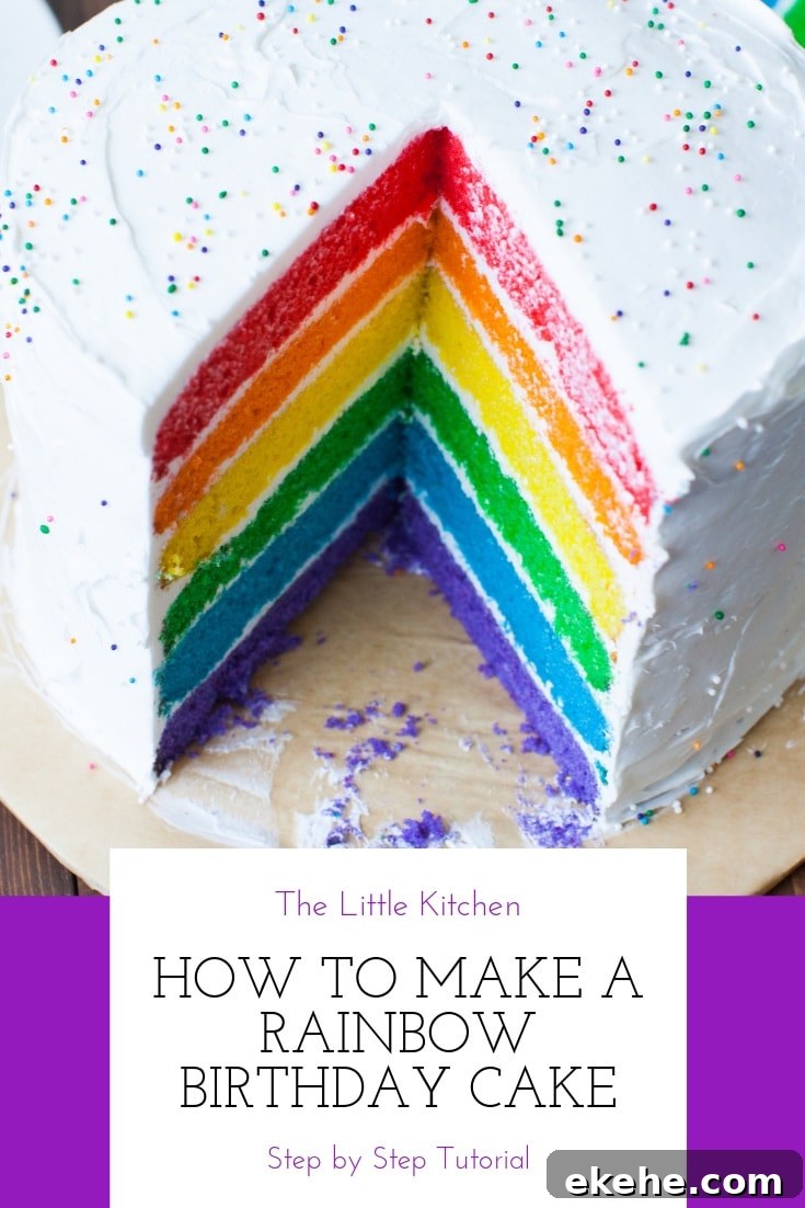 Rainbow Birthday Cake from thelittlekitchen.net