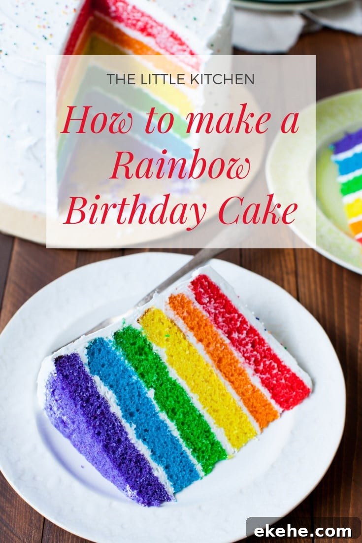 Rainbow Birthday Cake from thelittlekitchen.net
