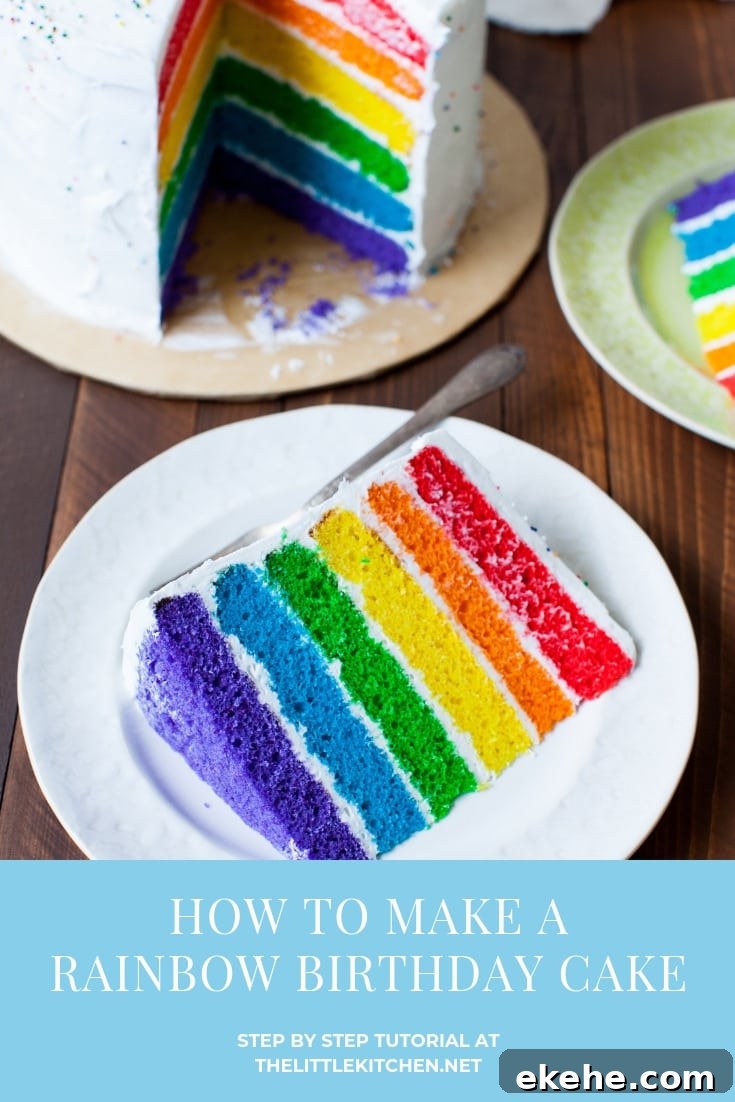 Rainbow Birthday Cake from thelittlekitchen.net