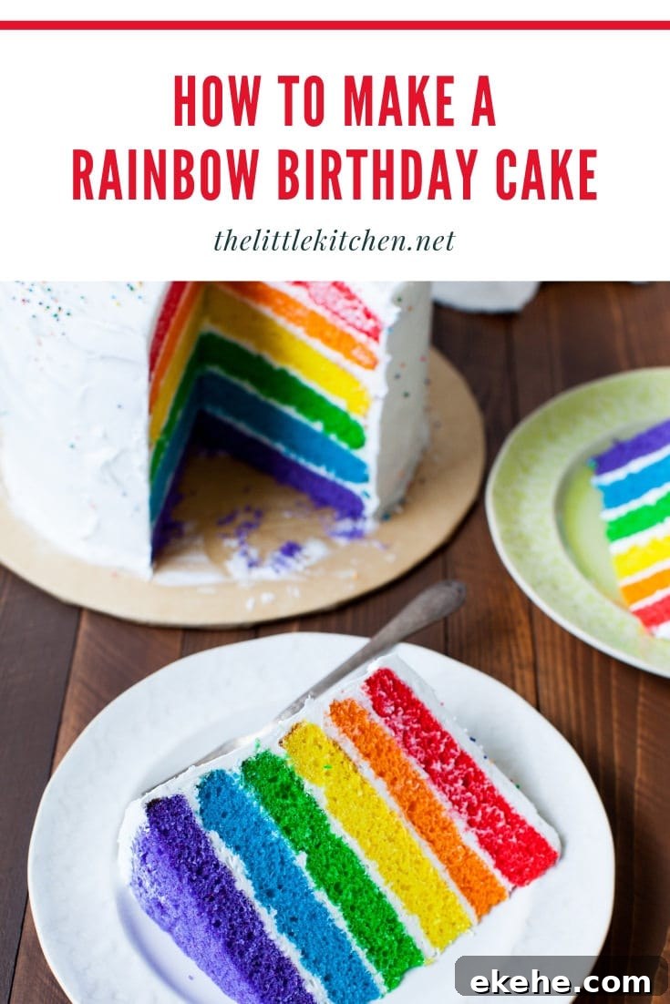 Rainbow Birthday Cake from thelittlekitchen.net