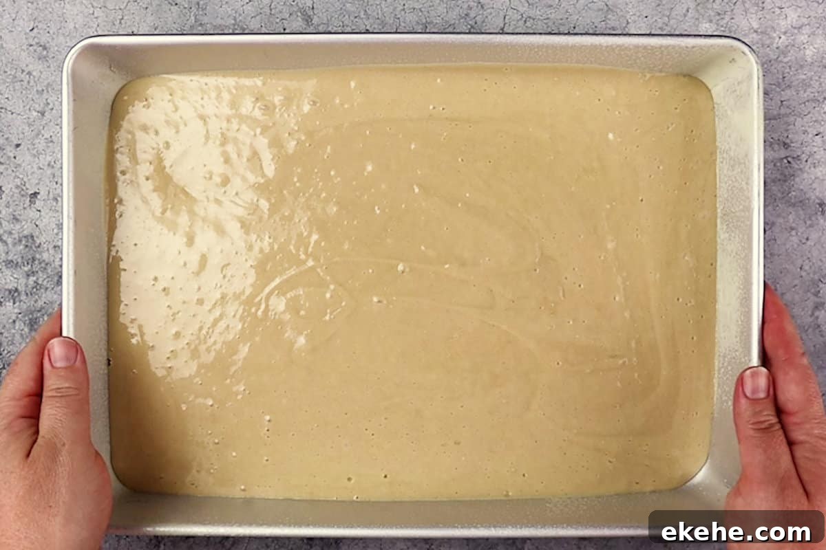 cake mix in pan