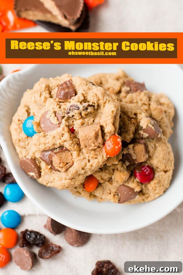 reese's monster cookies because the kids made me do it and now I can't stop eating them! ohsweetbasil.com