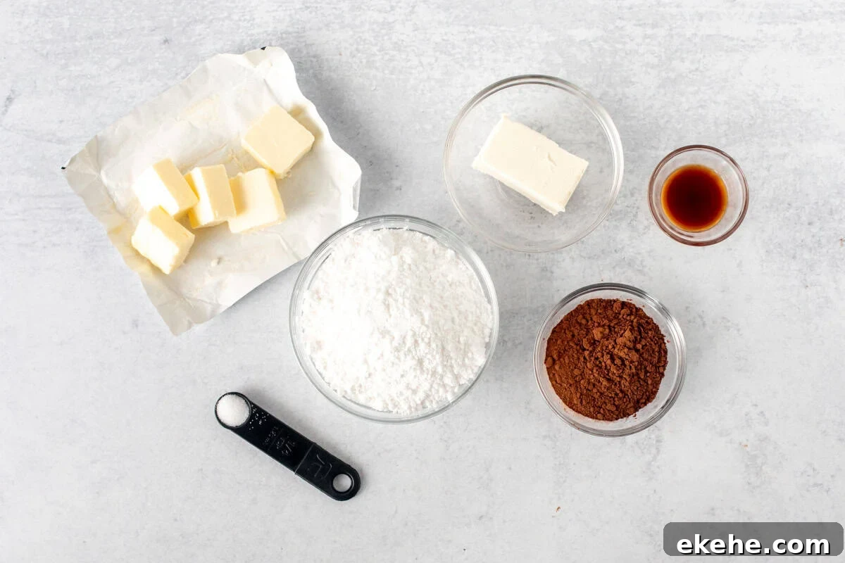 Ingredients for chocolate frosting