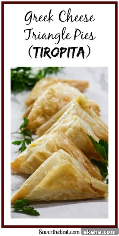 Greek Cheese Triangle Pies (Tiropita) pinterest photo