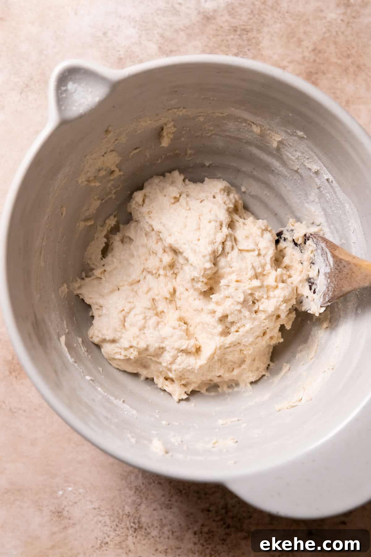 a bowl of focaccia dough after mixing.