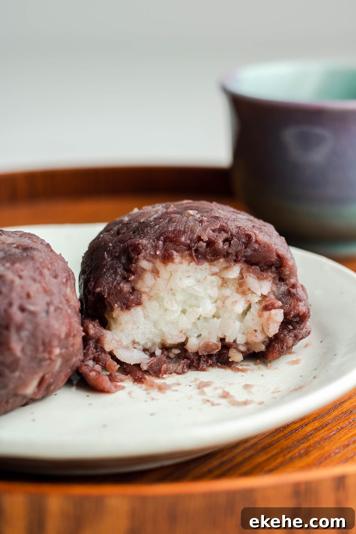 sweet rice ball on a white plate