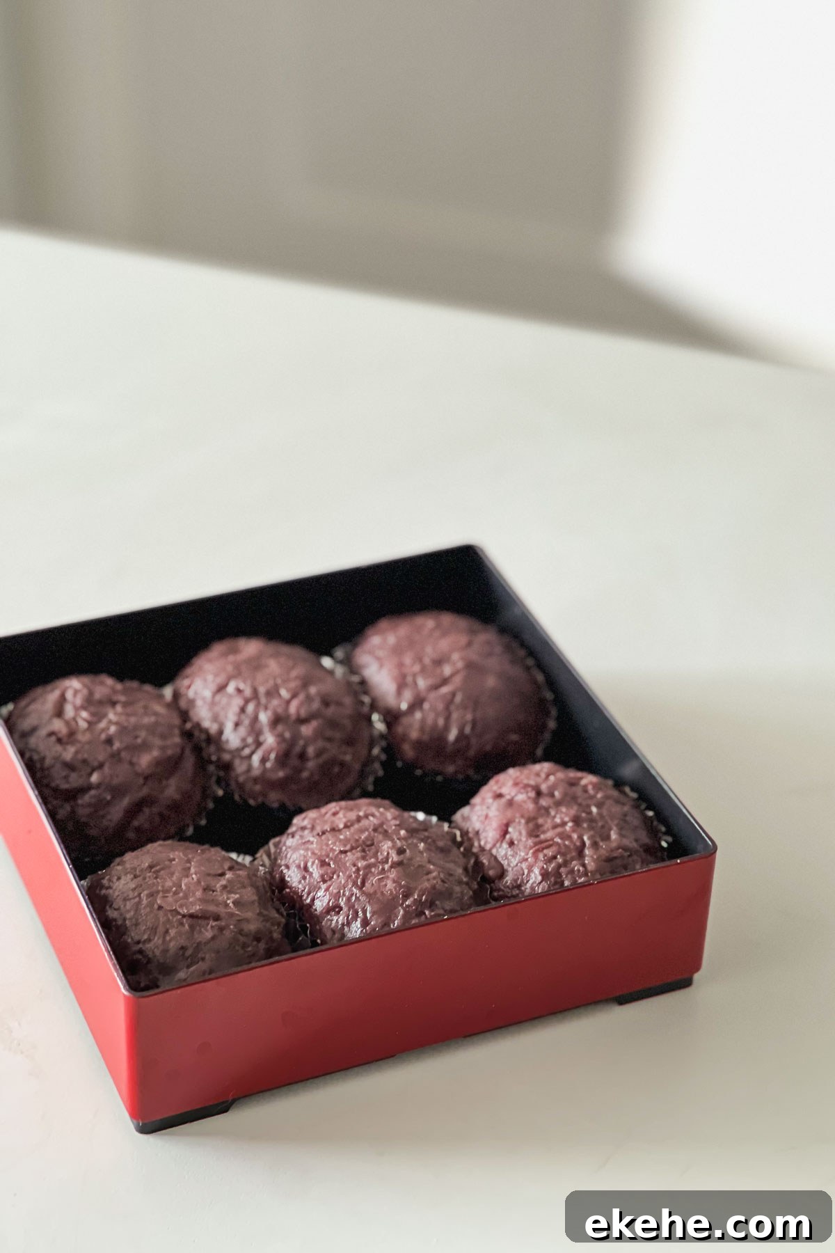 botamochi in a red tray