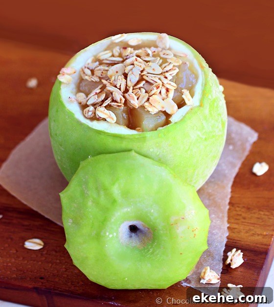 A healthier treat: baked apples, skip the crust and bake your apple pie right inside the apple