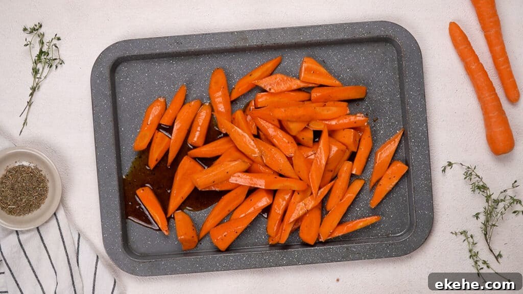 Seasoned veggies on the tray