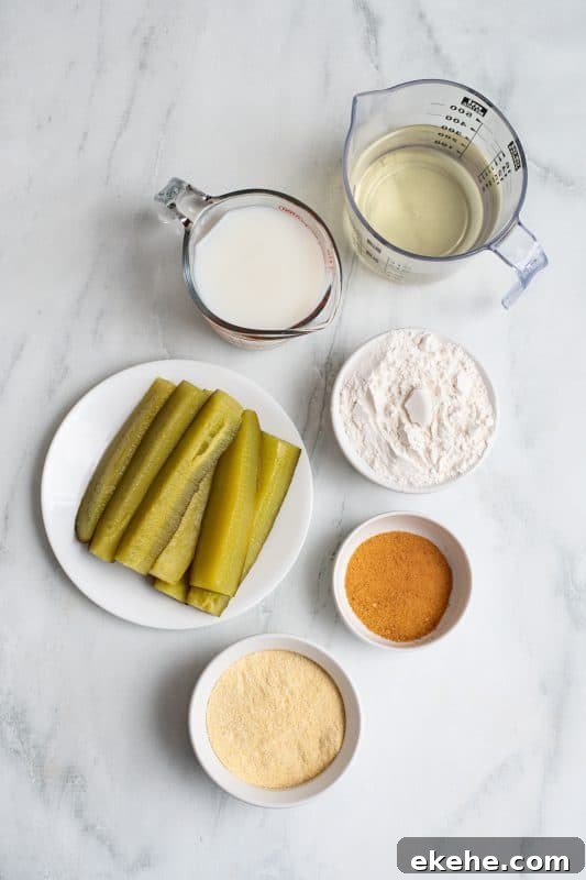 recipe ingredients for fried dill pickles.