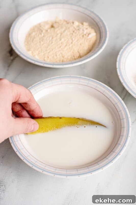 dip pickle into milk