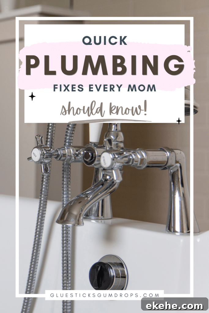 bathtub faucets with text overlay about quick plumbing fixes