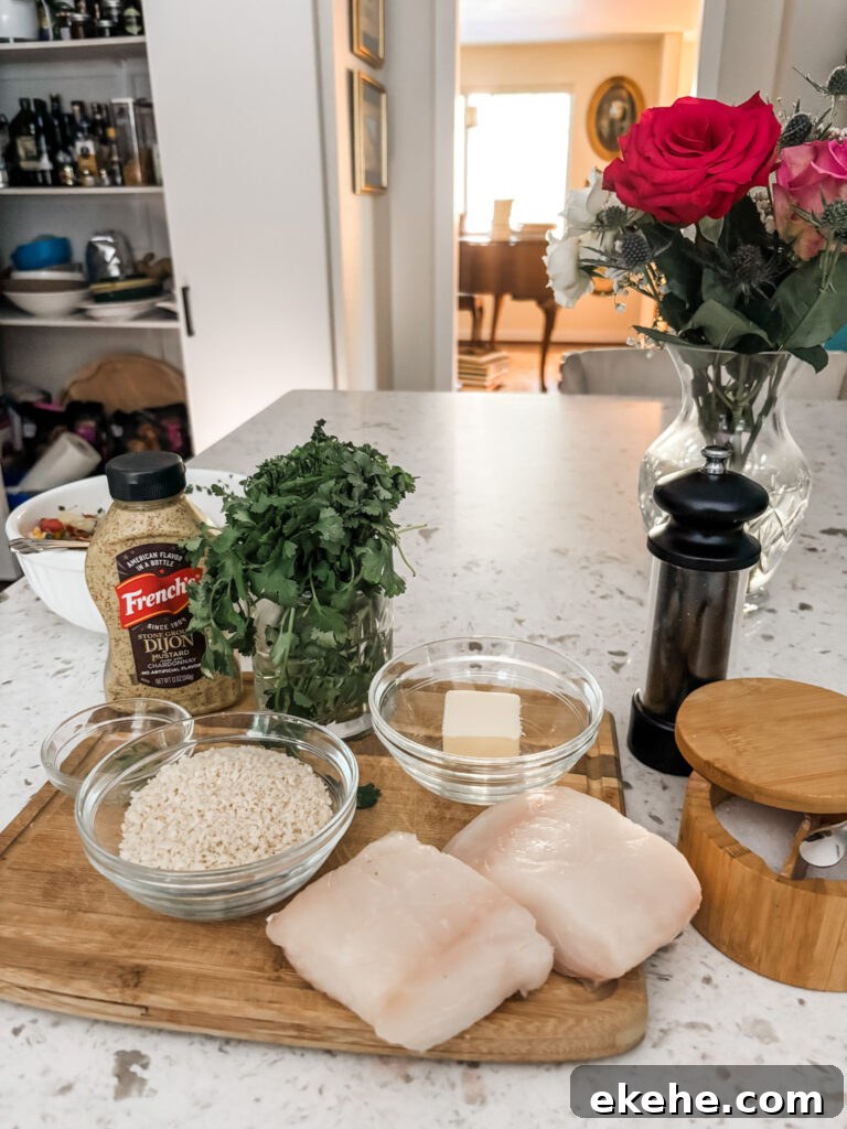 The ingredients for the Grilled Panko Halibut