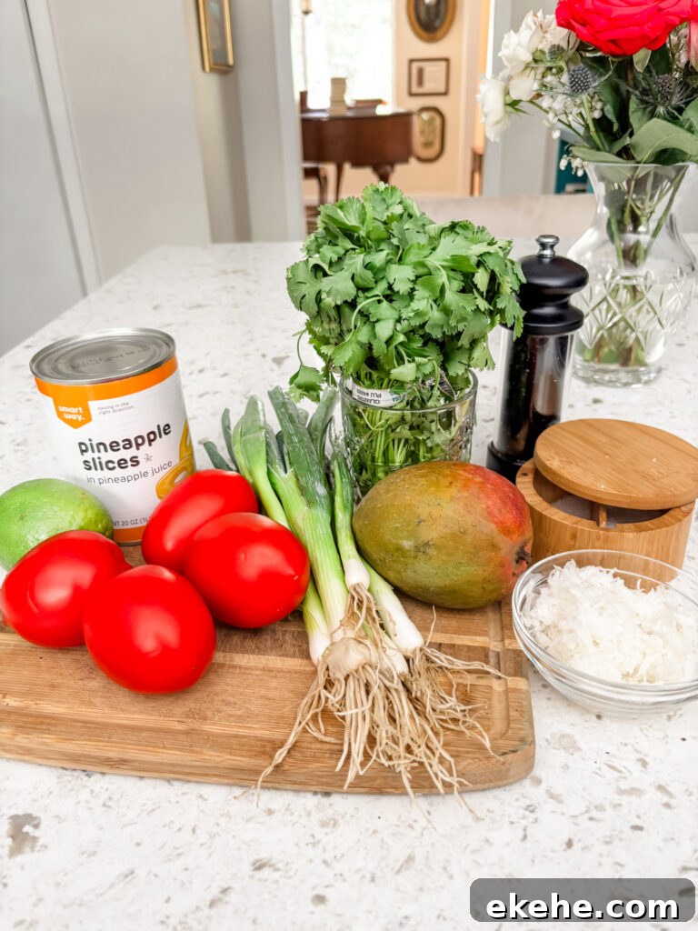 The ingredients for the tropical salsa