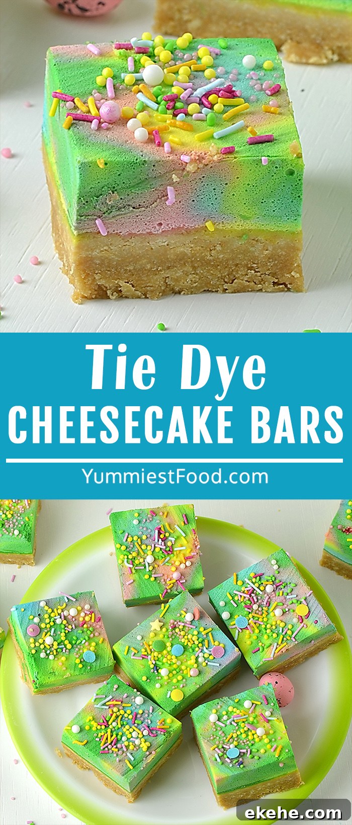 Tie Dye Cheesecake Bars are a great and colorful dessert. This is so fun and unique!