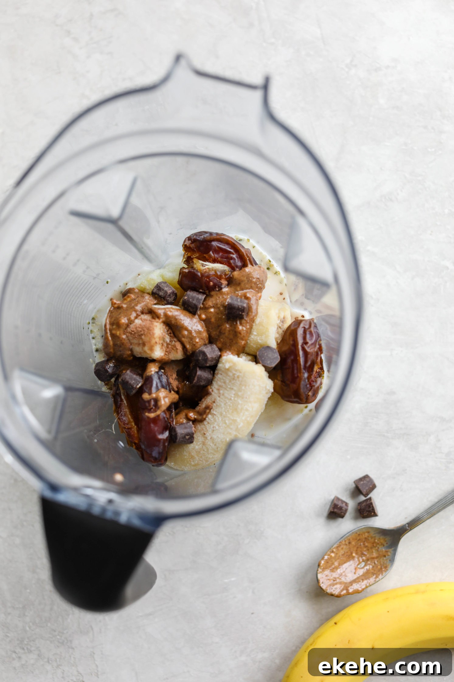 Healthy Vegan Chocolate Frosty Ingredients in blender