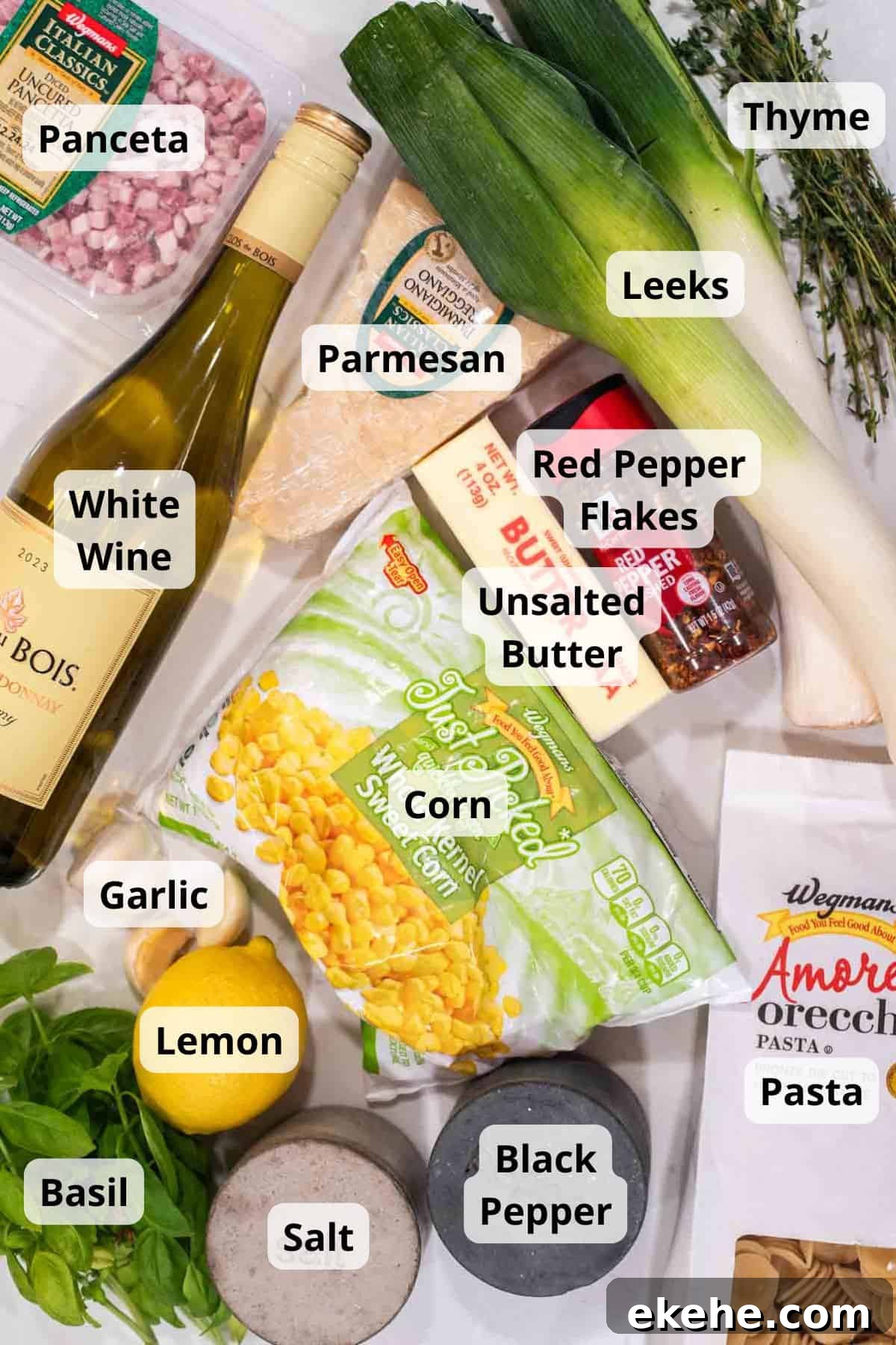 Ingredients for corn pasta.