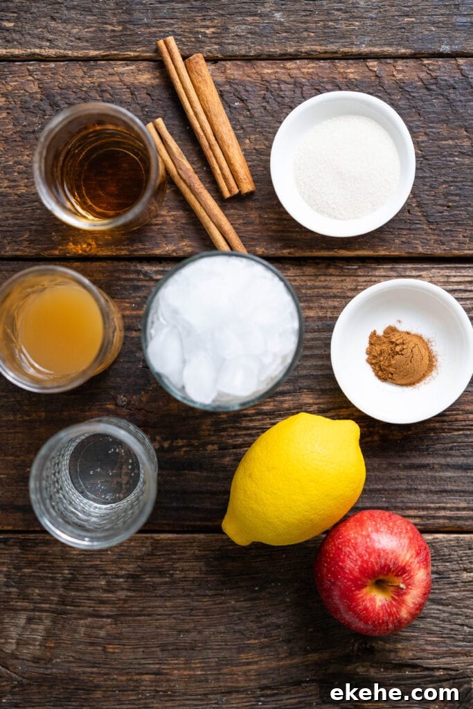 ingredients for Sparkling Apple Cider Cocktail 