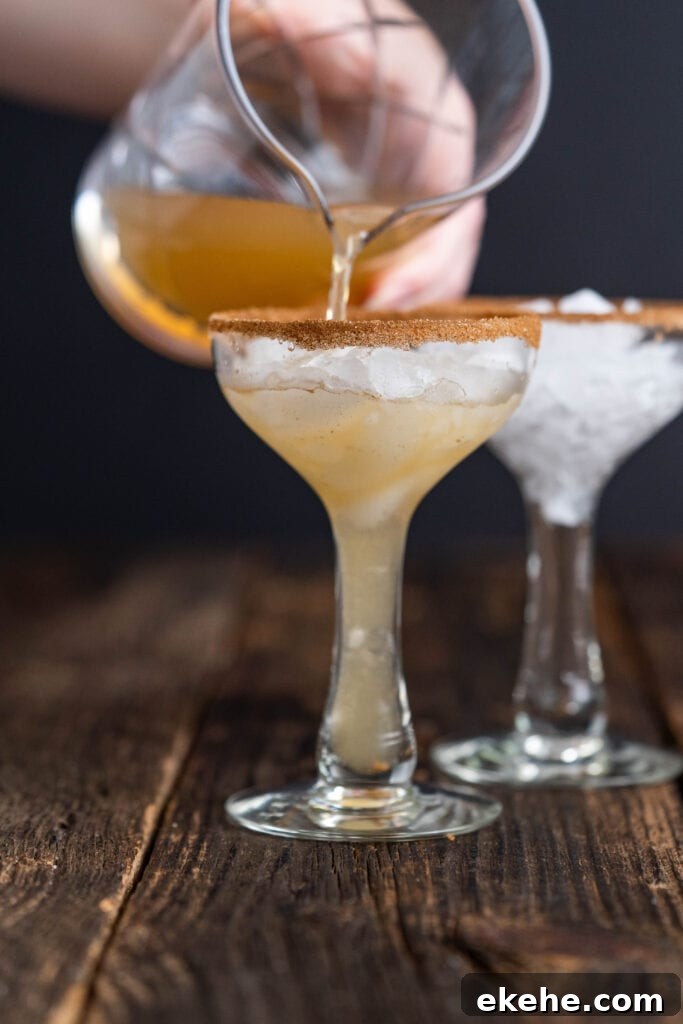 pouring Sparkling Apple Cider Cocktail recipe