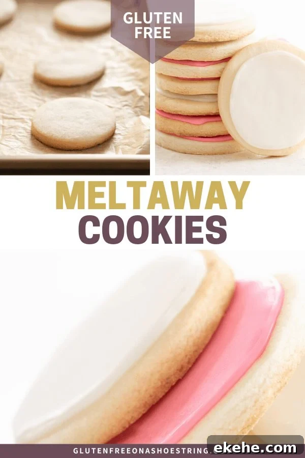 Meltaway cutout cookies baked on tray, in a stack, and in a pile on a plate