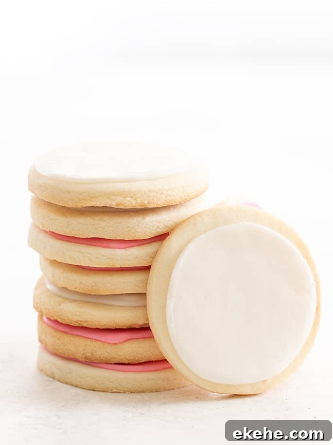 Meltaway cutout cookies in a stack with one on its side
