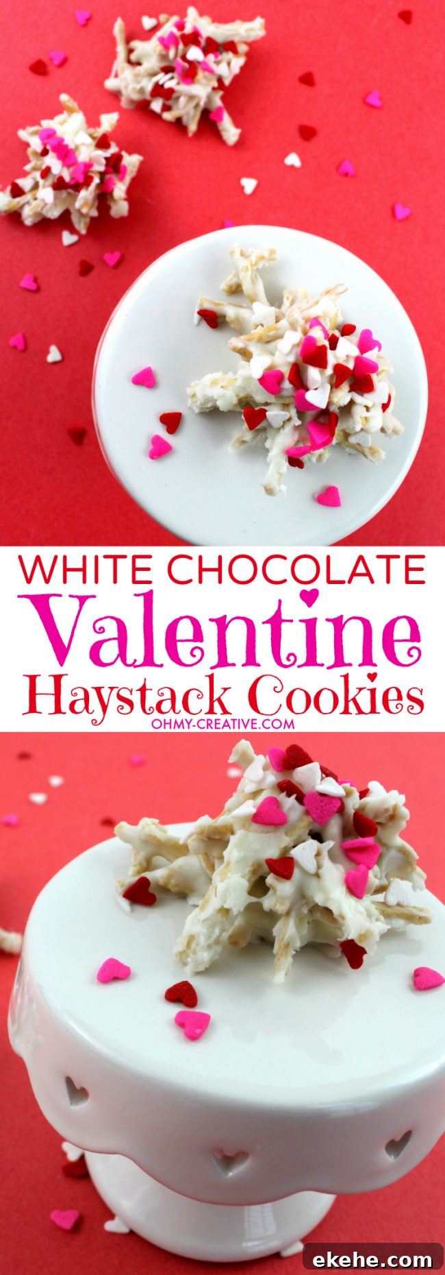 White Chocolate Valentine Haystacks Cookies - tall image