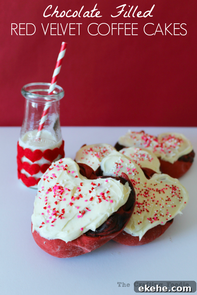 Chocolate Filled Red Velvet Coffee Cakes