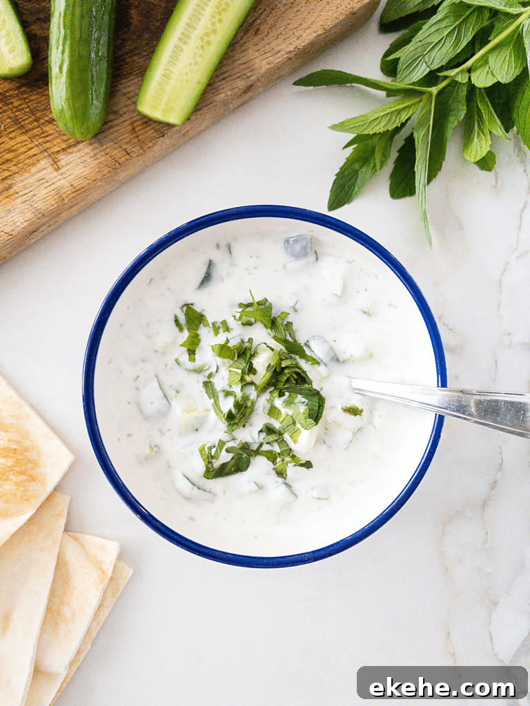 Bowl of Lebanese Cucumber Yogurt Salad.