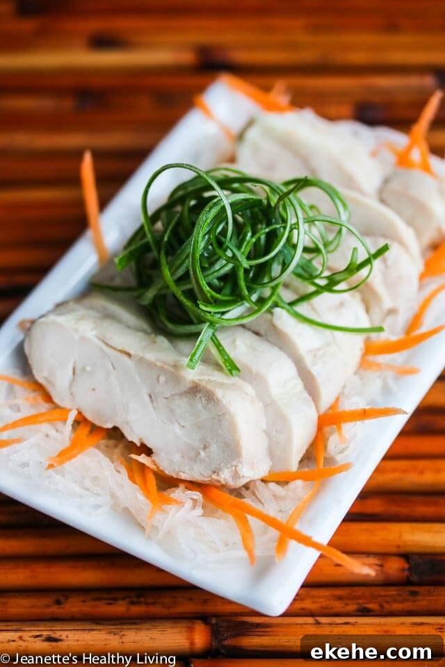 Sous Vide Chinese Drunken Wine Chicken - this is a traditional Chinese chicken recipe that is served cold, often as an appetizer. Sous vide guarantees a moist and juicy chicken